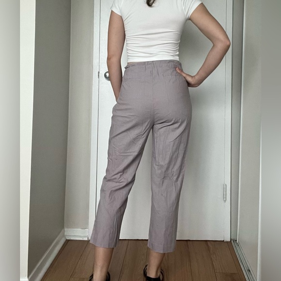Cropped Lilac Linen Pants - Picture 2 of 4